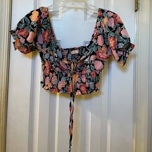 Floral Runched Crop top